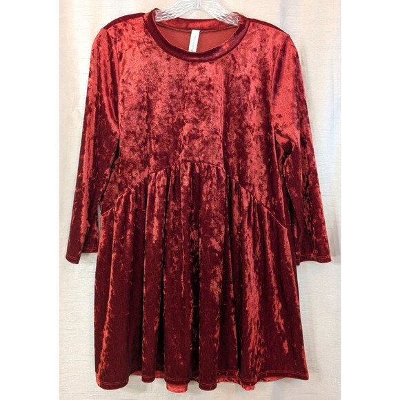 Honeyme Tops - Honeyme Women's LG Velvet Velour Peplum Tunic Rusty Red Whimsygoth Bohemian Boho